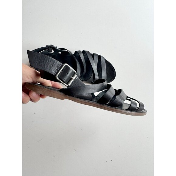 MADEWELL Boardwalk Black Leather Multi-Strap Slingback Sandals, Size 6 - Picture 6 of 11